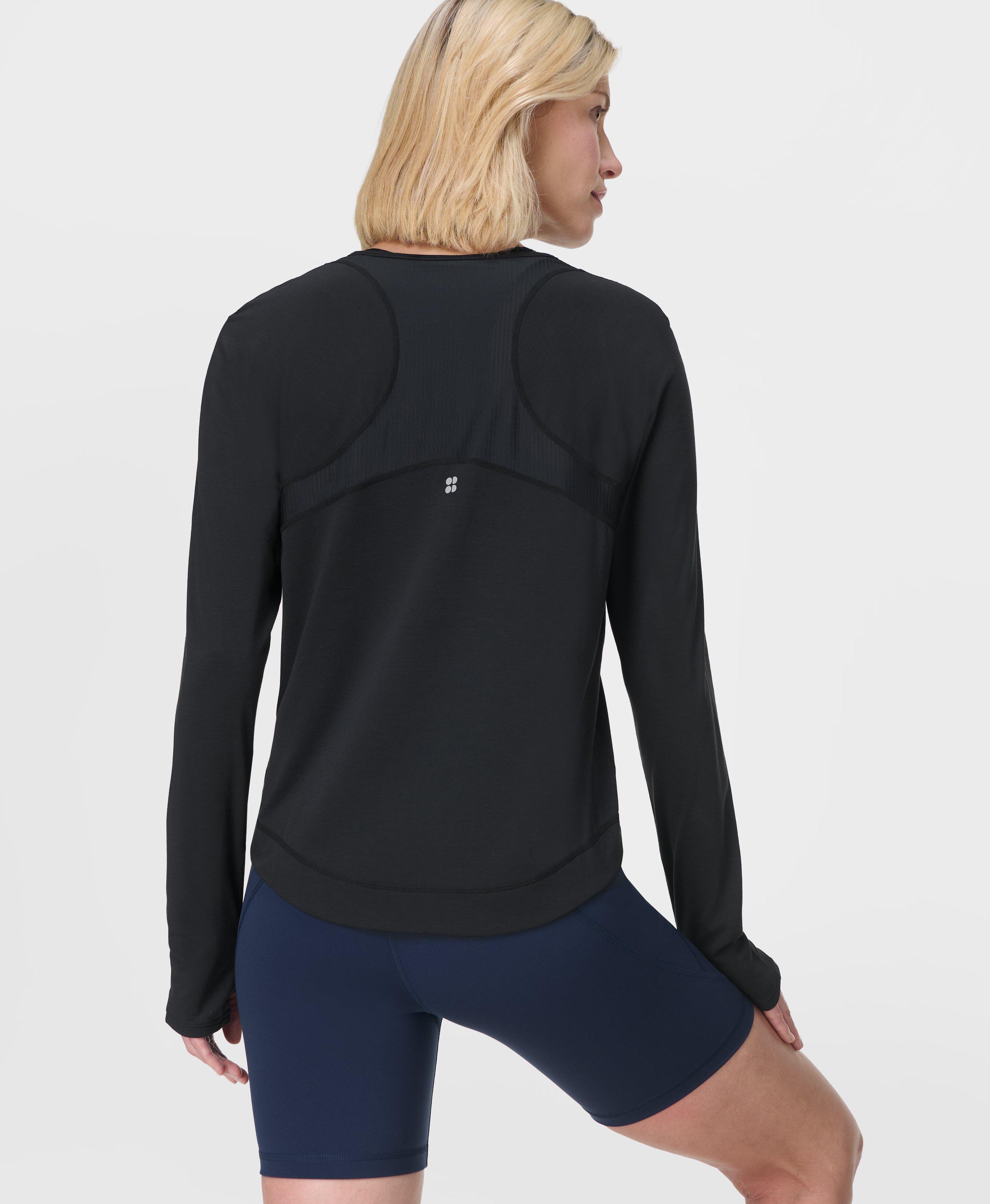 Sweaty Betty Breathe Easy Mesh Long Sleeve Top, Black, Women's S
