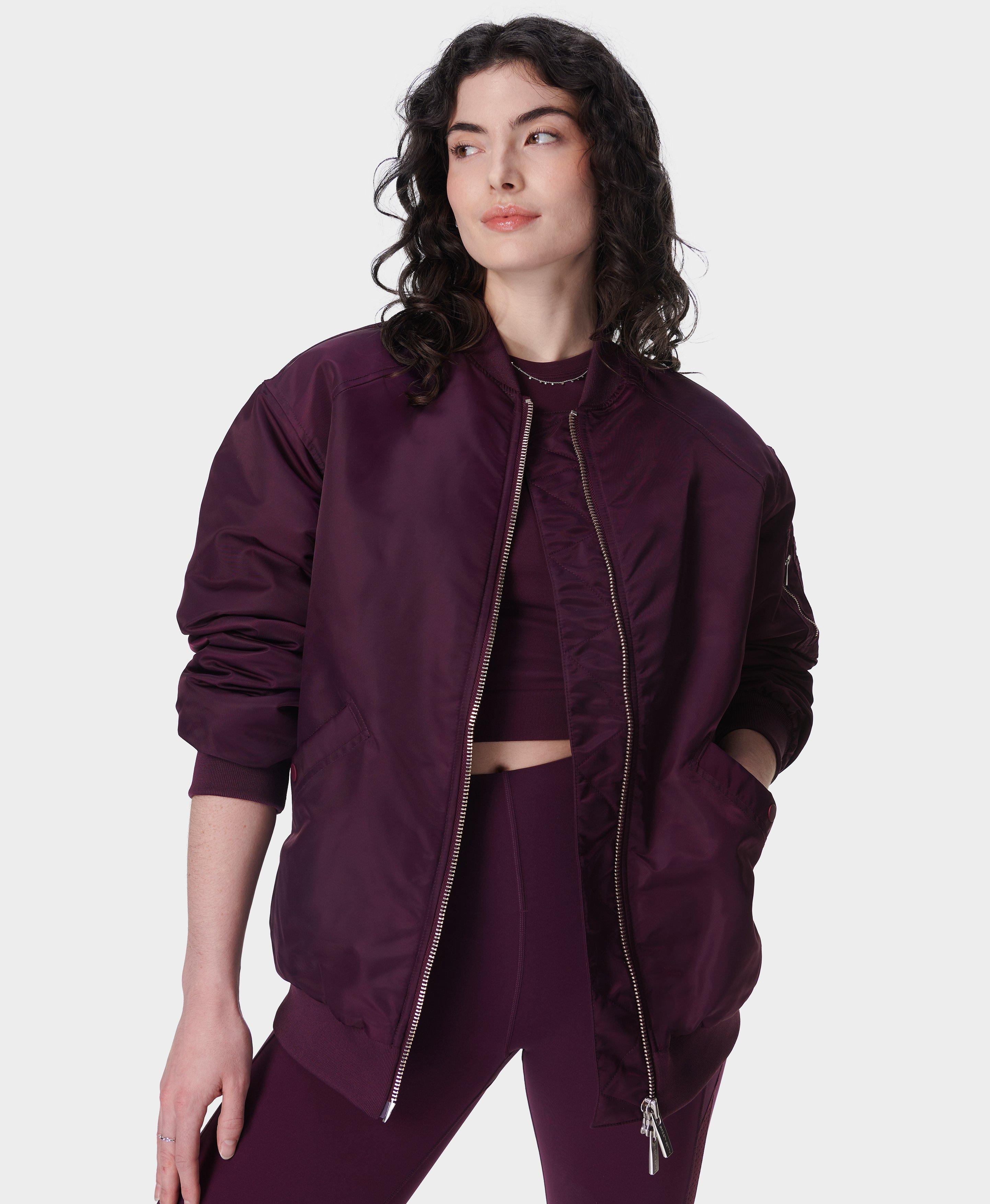 Sweaty Betty Cityscape Longline Bomber, Purple, Women's M