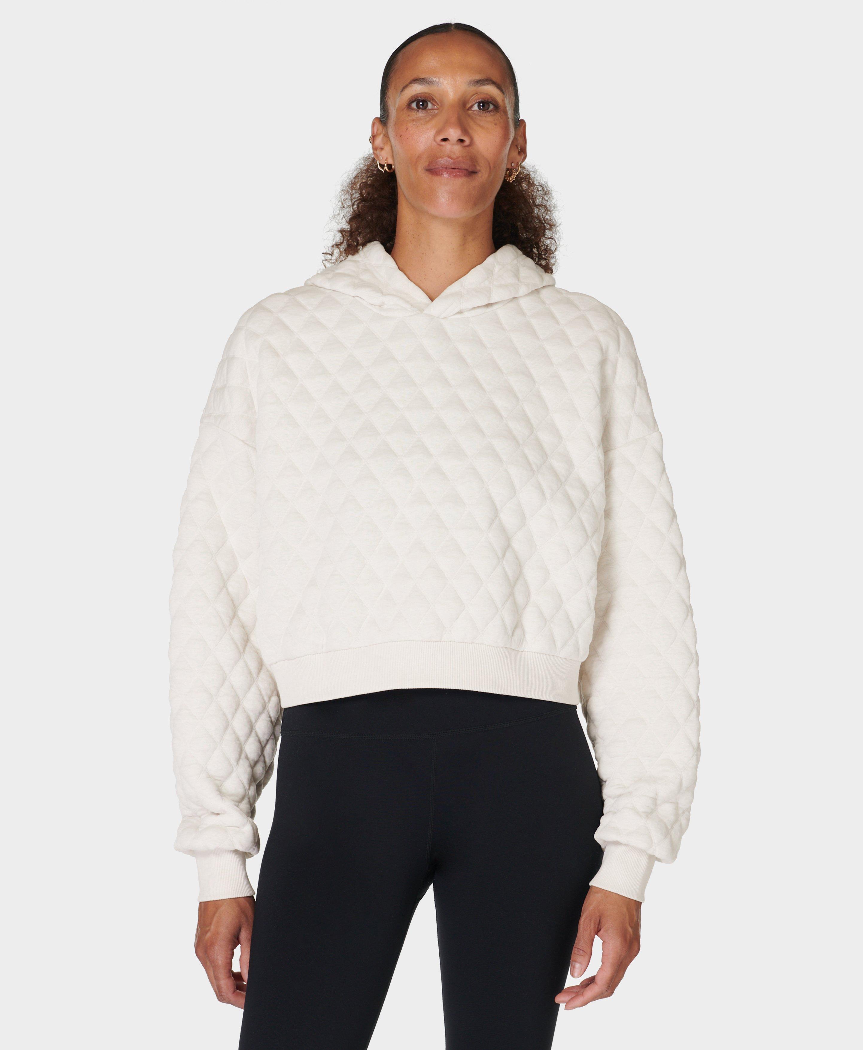 Sand Wash Quilted Hoody Marble White Women s Jumpers Hoodies Sweaty Betty