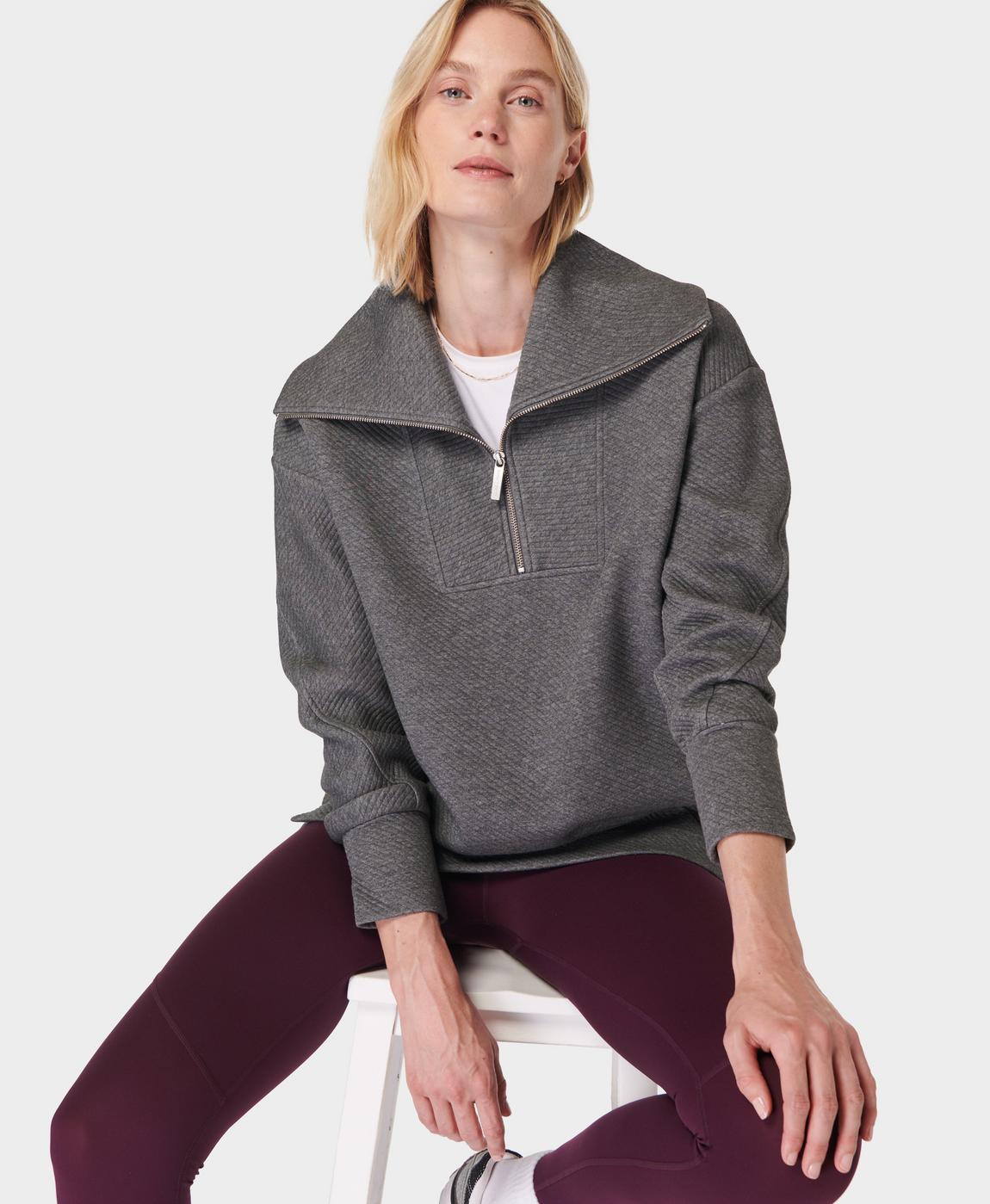 Radiant Half Zip Sweatshirt - Charcoal Grey Marl | Women's Radiant Half Zip Sweatshirt - Charcoal Grey Marl | Women's