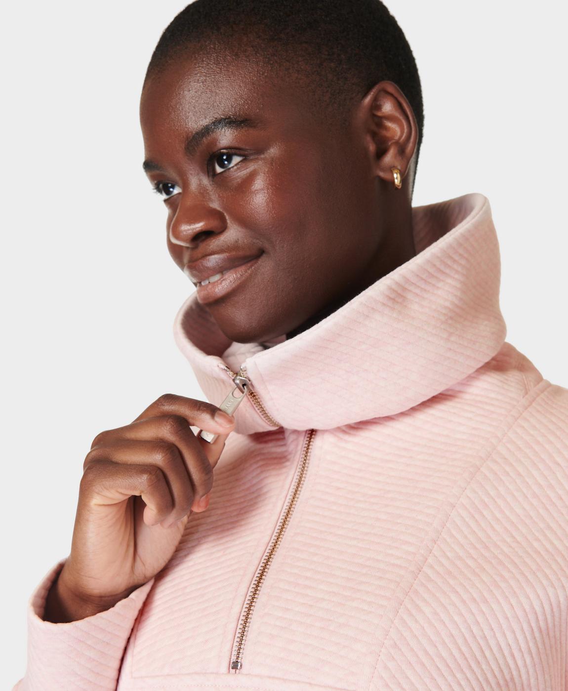 Radiant Half Zip Sweatshirt - Neutral Pink | Women's Radiant Half Zip Sweatshirt - Neutral Pink | Women's