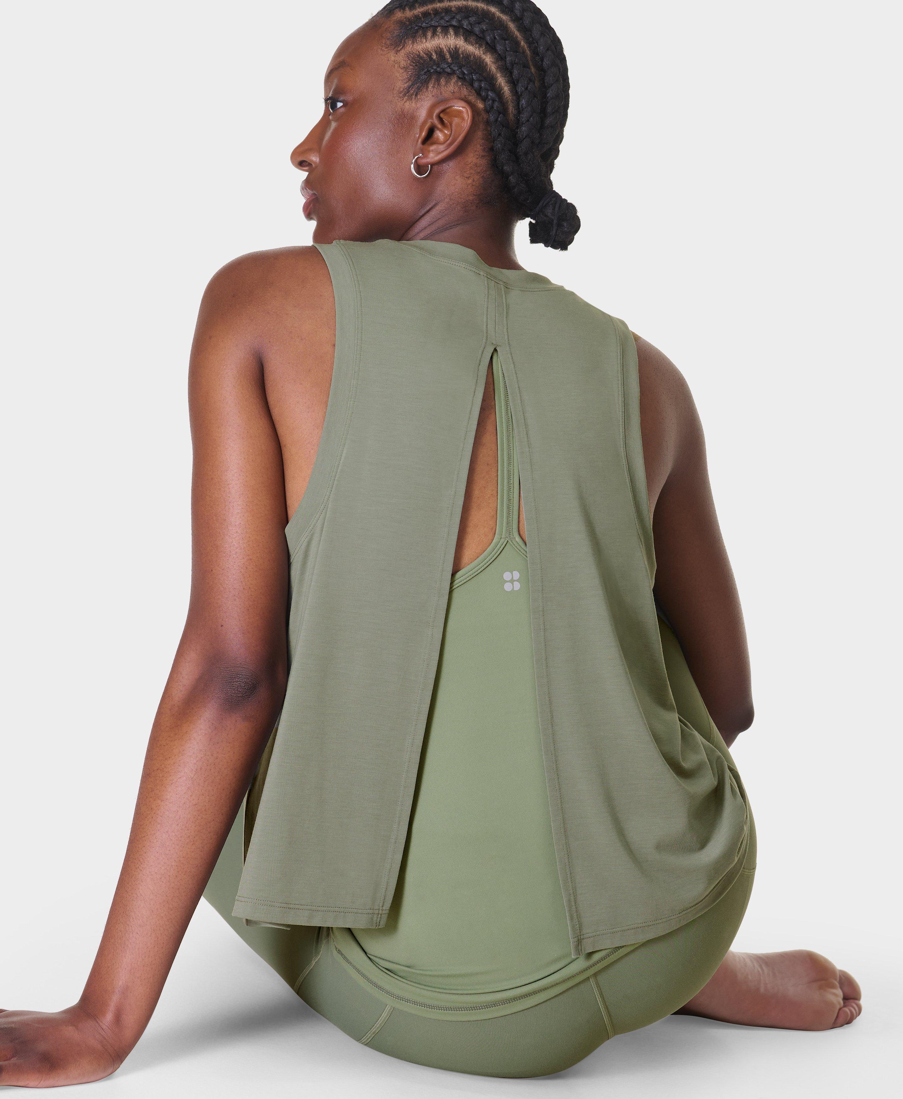 Sweaty Betty Soft Flow 2 In 1 Bra Vest, Green, Women's S