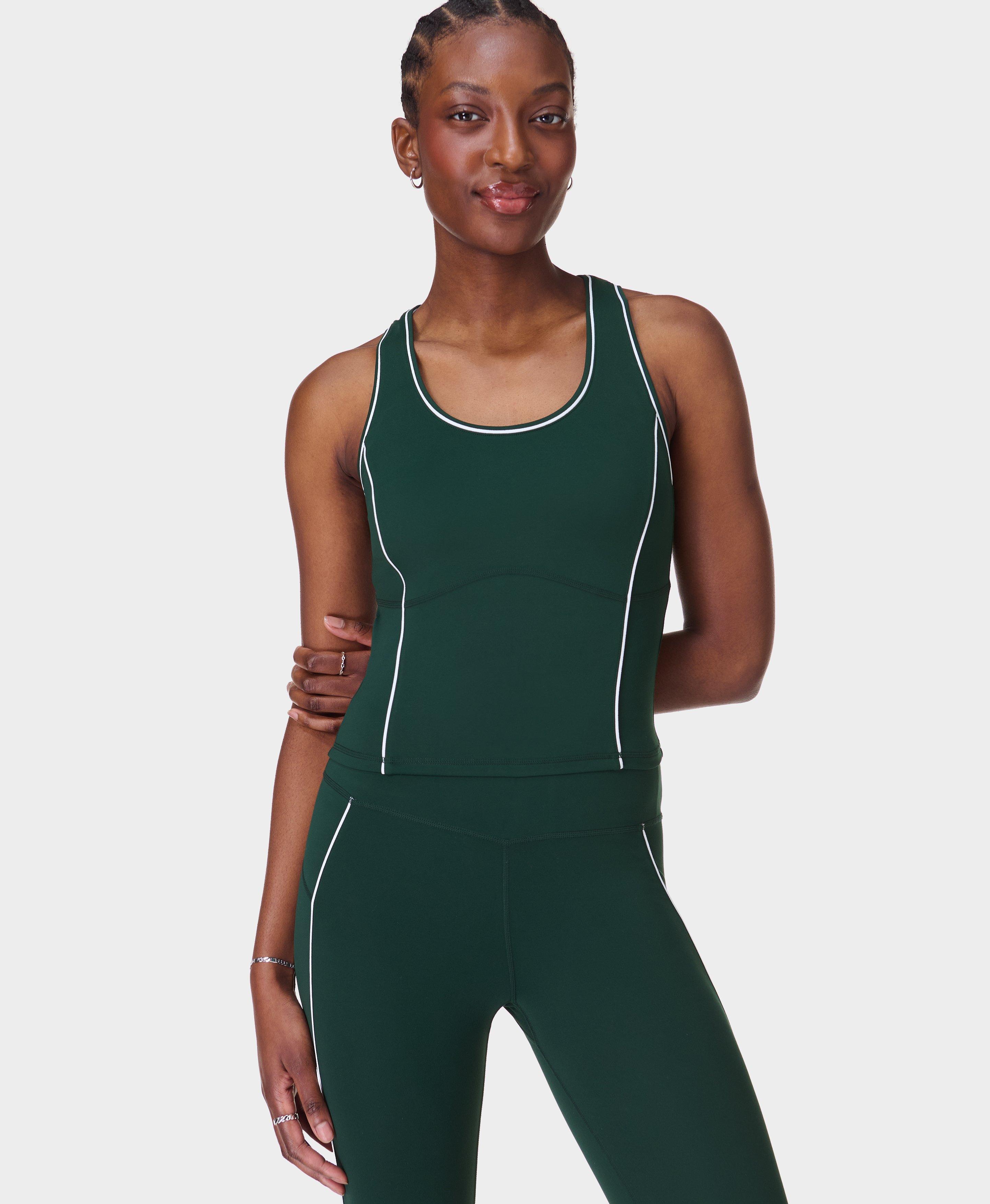 Sweaty Betty All Day Cropped Vest Top, Green, Women's M