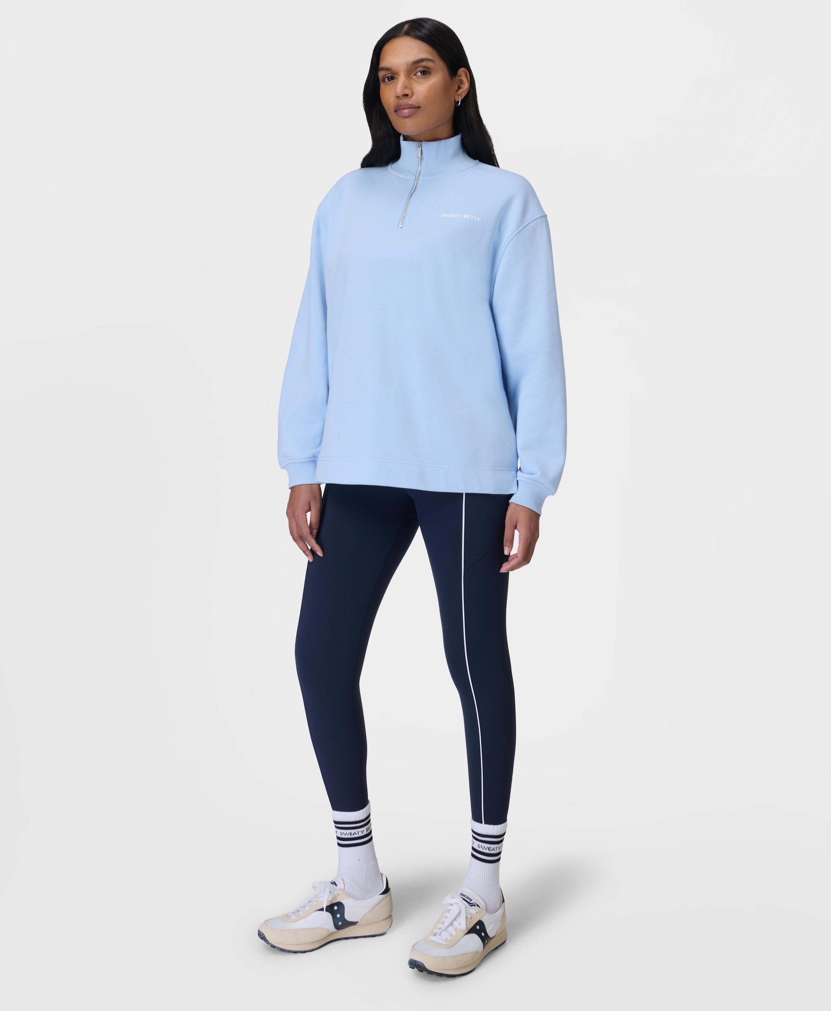 Sweaty Betty Revive Longline Half Zip, Blue, Women's XXS-XS