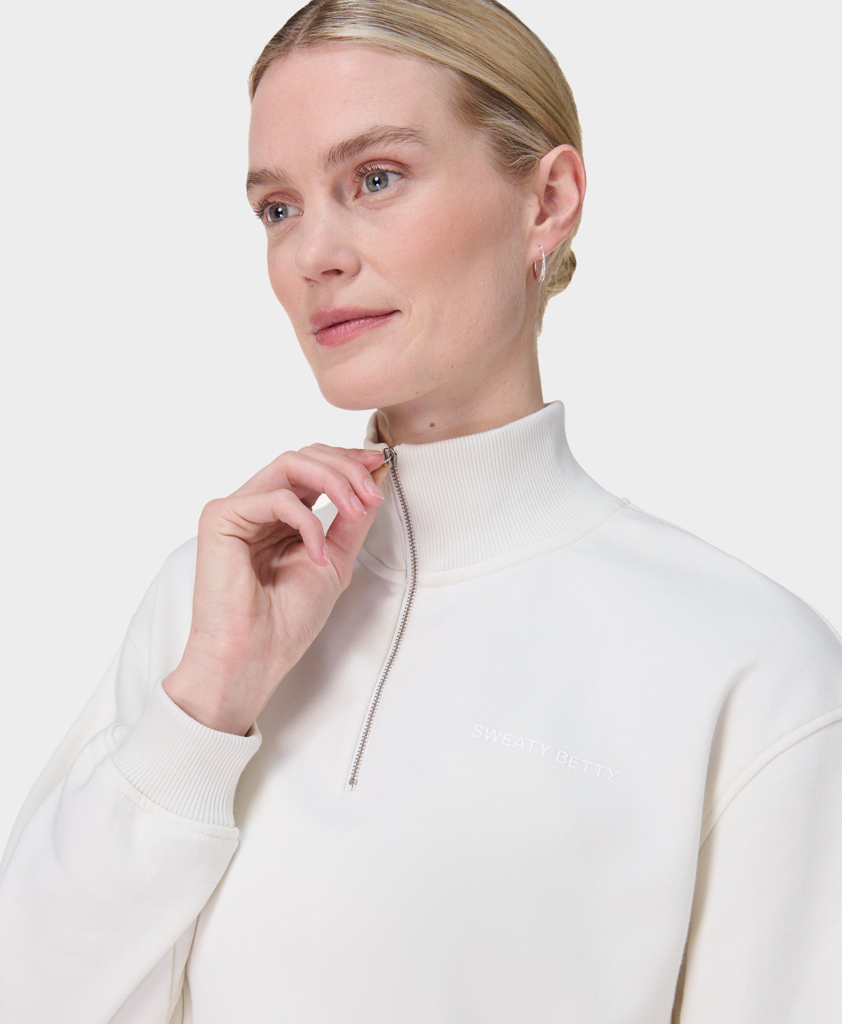 Revive Longline Half Zip - Lily White | Women's Sweaters +