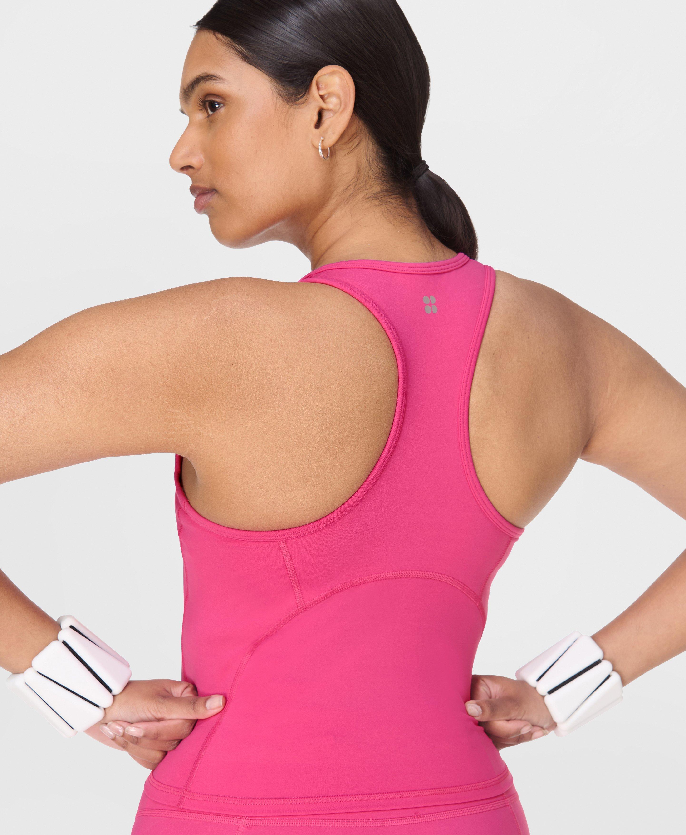 Sweaty Betty Power Medium Impact Crop Bra Vest, Pink, Women's L