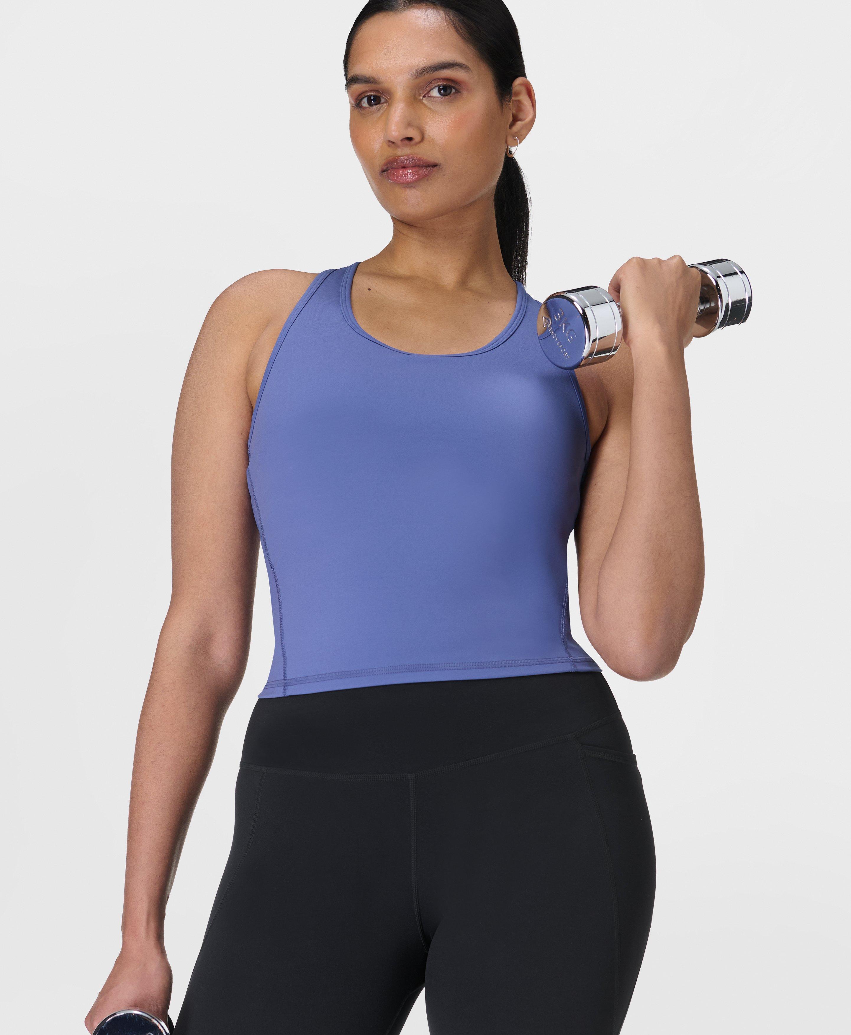 Sweaty Betty Power Medium Impact Crop Bra Vest, Blue, Women's M