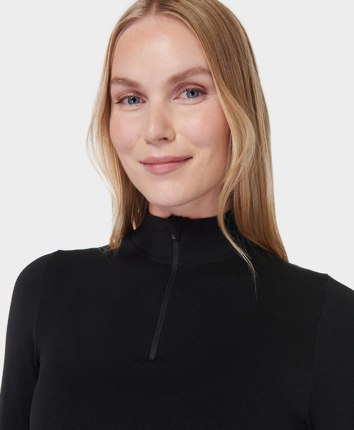 Mindful Flex Half Zip Long Sleeve Top - Black | Women's Base Mindful Flex Half Zip Long Sleeve Top - Black | Women's Base