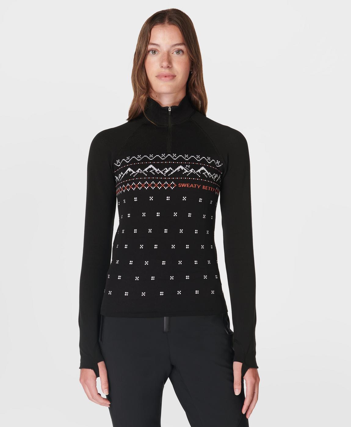 Alpine Betty Half Zip Base Layer Top - Black Alpine Betty Alpine Betty Half Zip Base Layer Top - Black Alpine Betty
