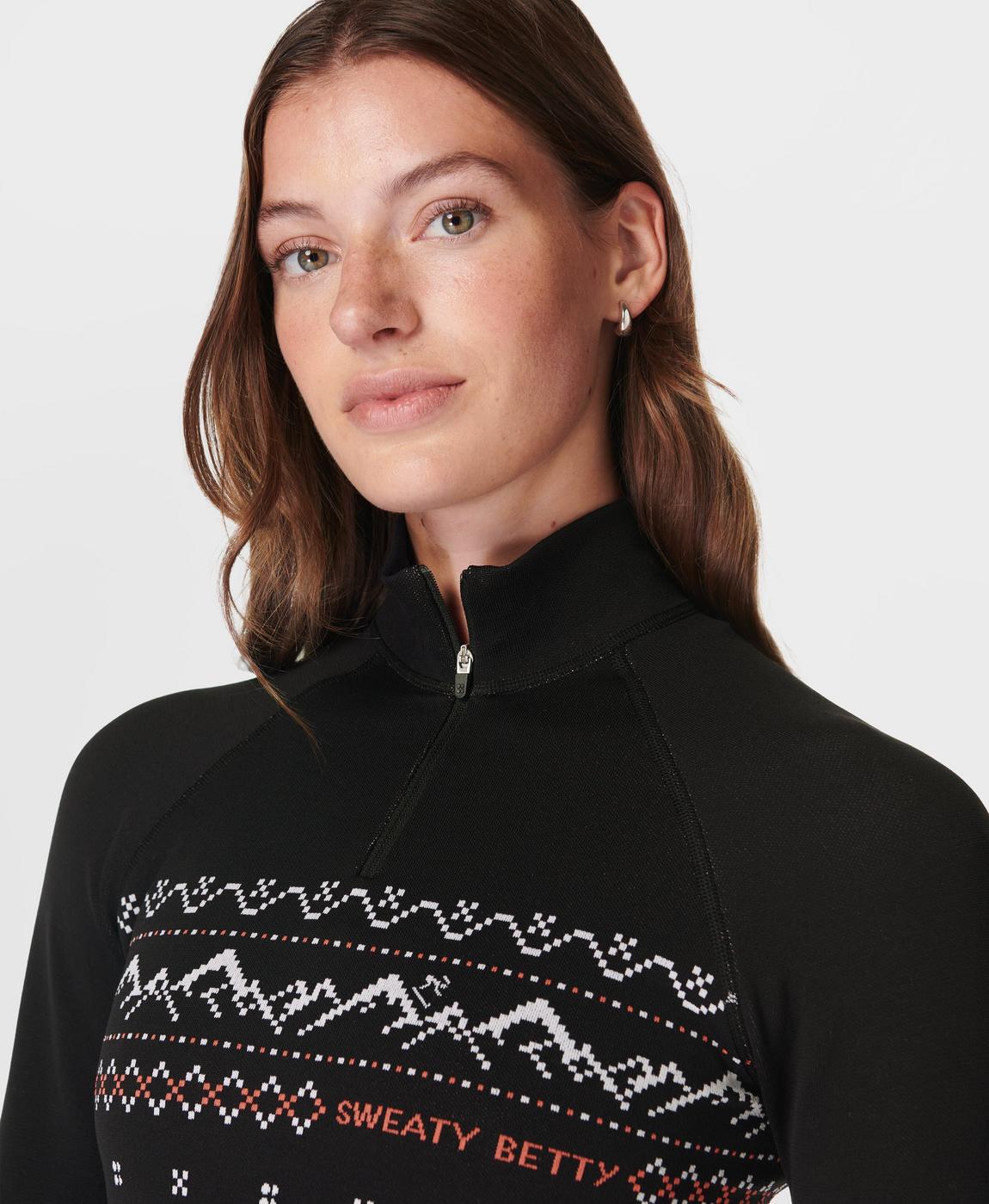 Alpine Betty Half Zip Base Layer Top - Black Alpine Betty Alpine Betty Half Zip Base Layer Top - Black Alpine Betty