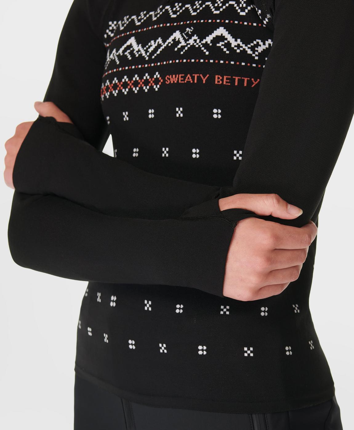Alpine Betty Half Zip Base Layer Top - Black Alpine Betty Alpine Betty Half Zip Base Layer Top - Black Alpine Betty