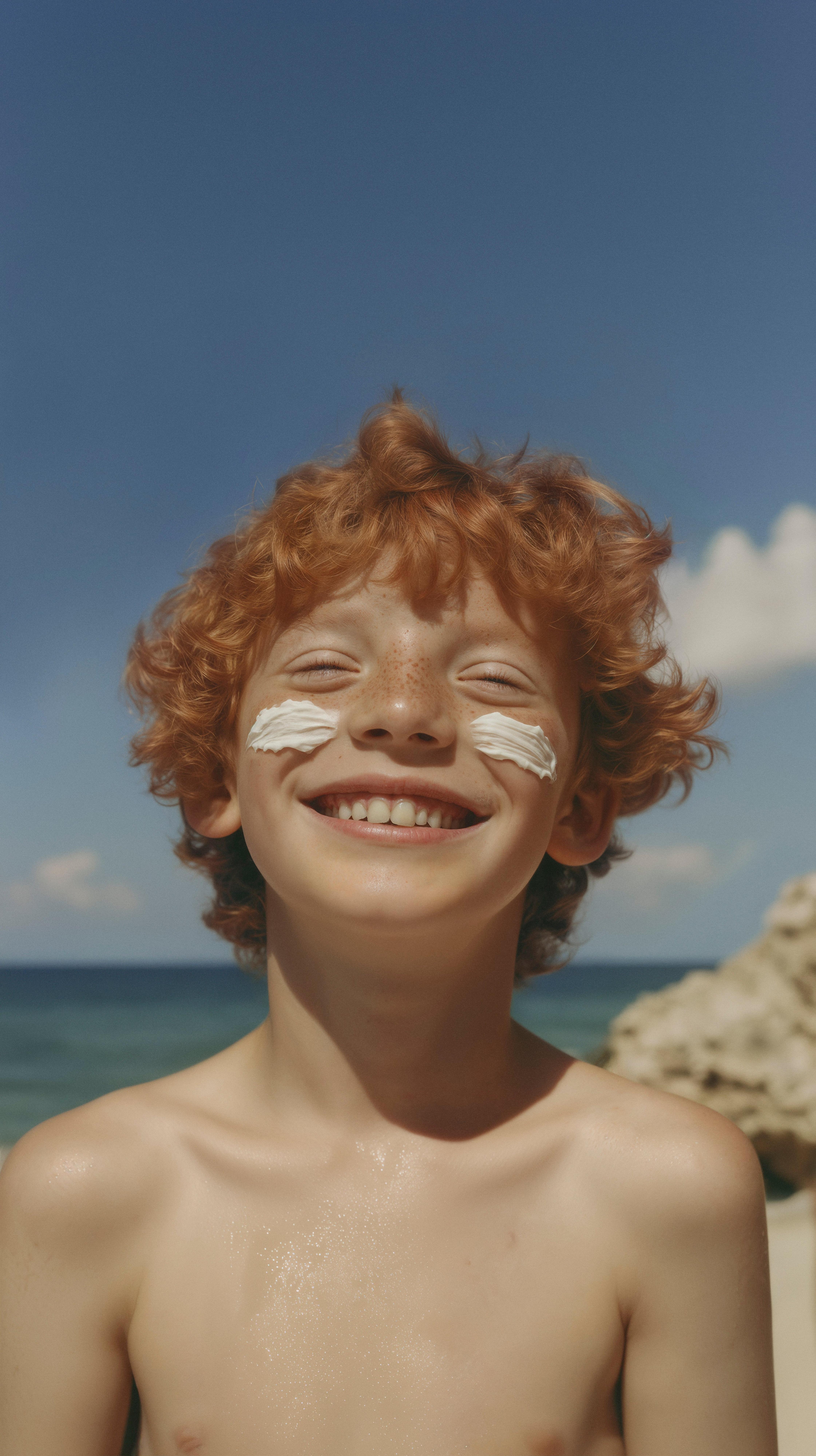 barn med spf i ansiktet