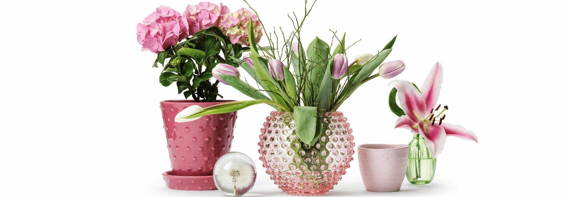 blommor i olika vaser