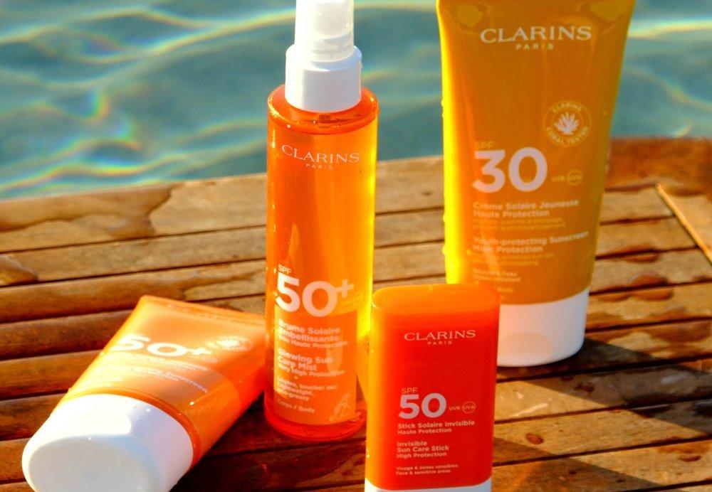 Clarins solprodukter.