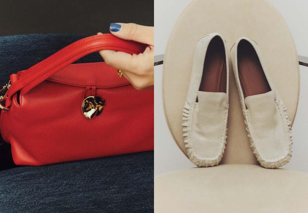 Väskor och skor för dam.