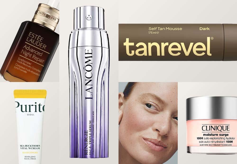Ansiktsvård och brun utan sol-produkter.
