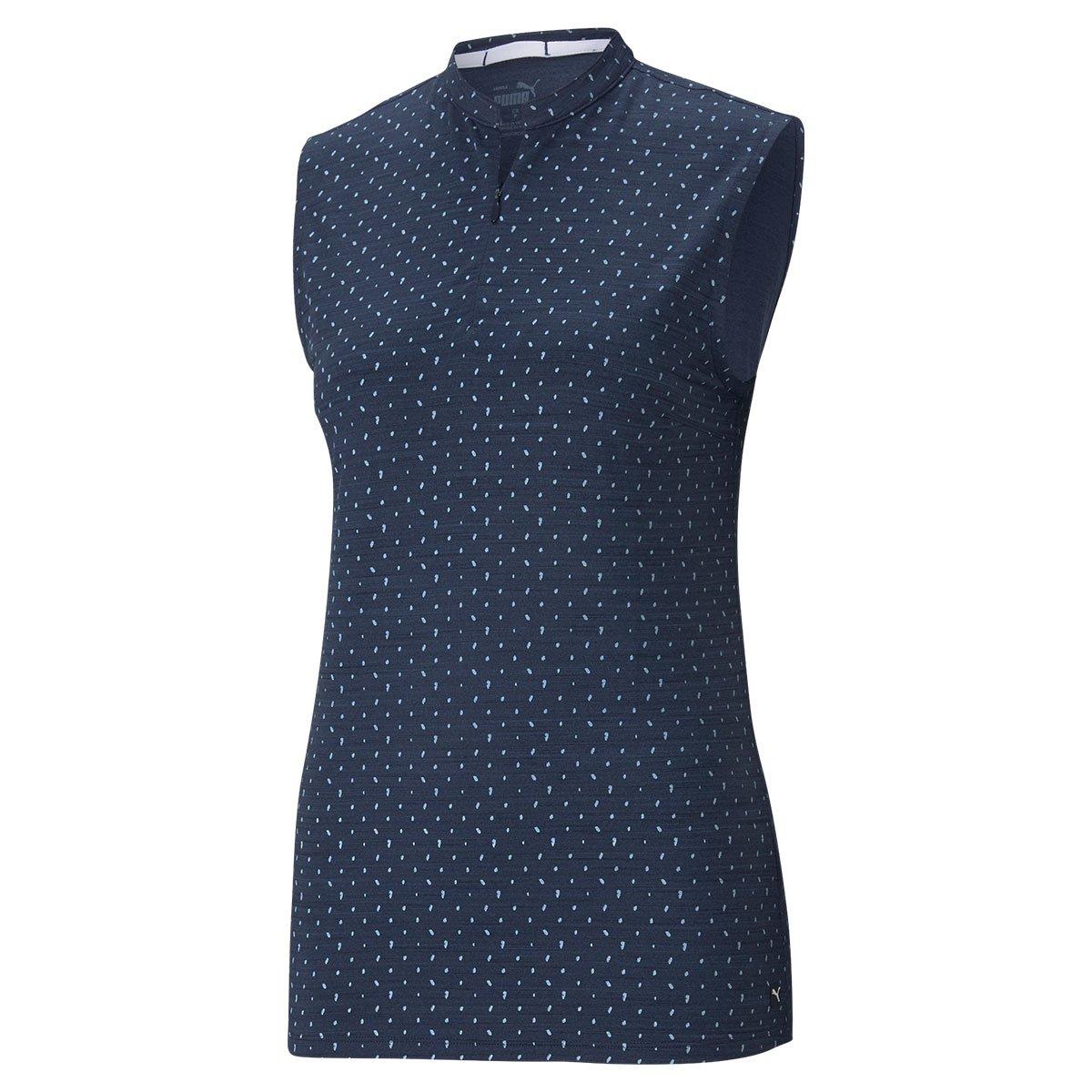 Puma Ladies Puma Cloudspun Polka Sleeveless Stretch Polo Shirt