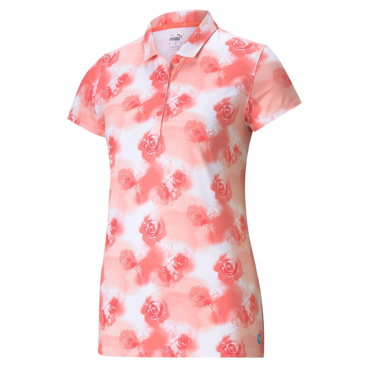 Puma Ladies Puma Cloudspun Watercolour Floral Stretch Polo Shirt