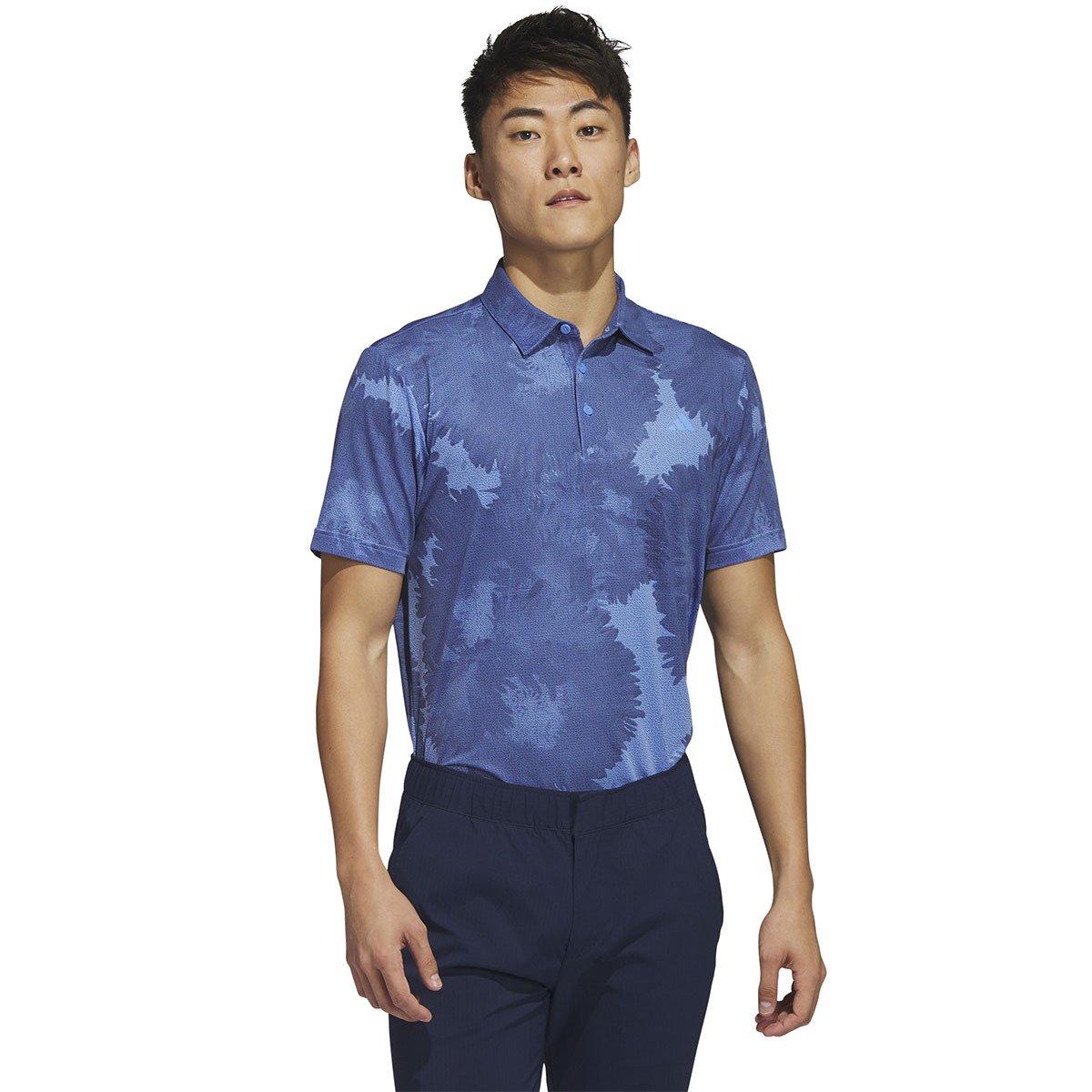 adidas Flower Mesh Golf Polo Shirt - Blue/Navy