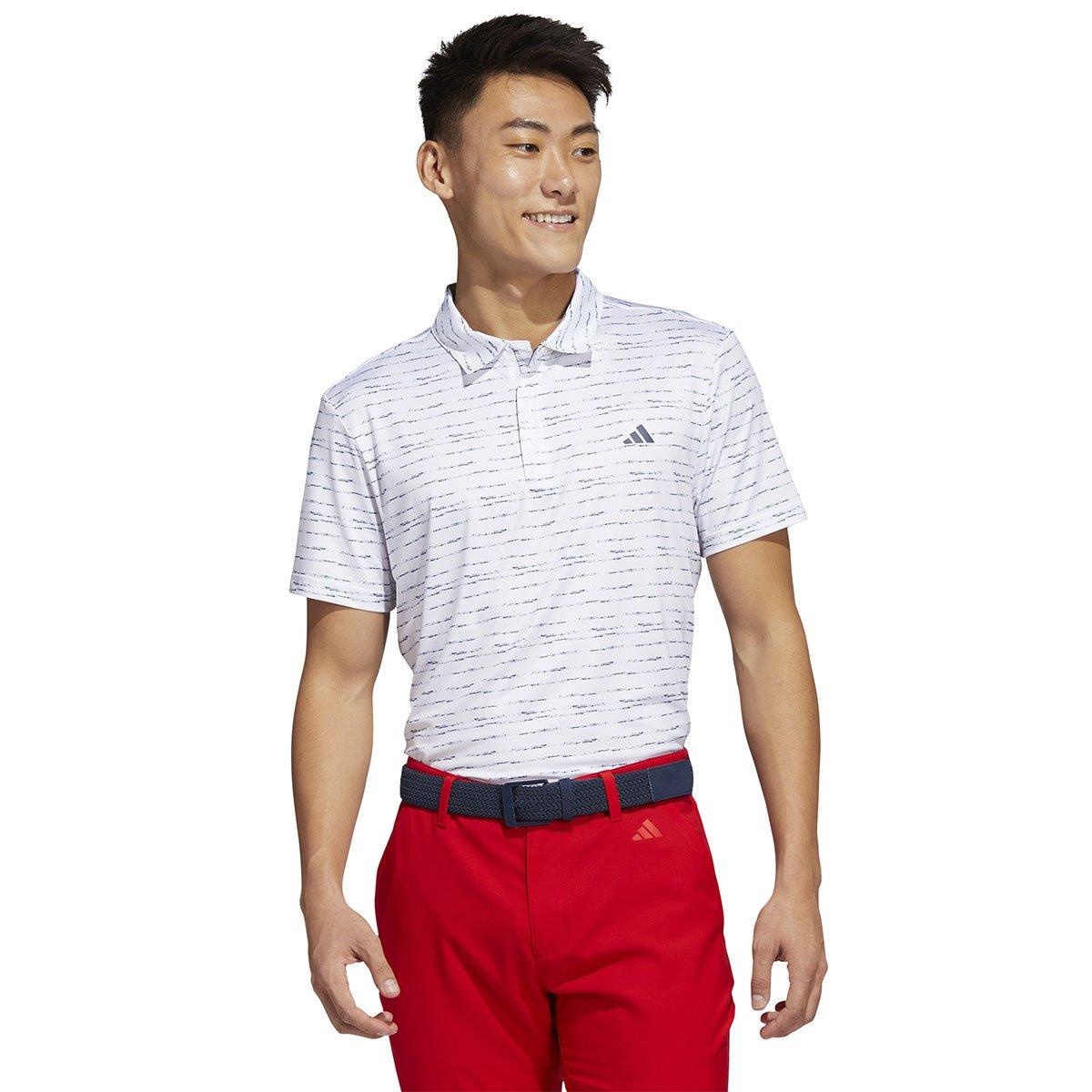adidas Stripe Zip Golf Polo Shirt - White/Navy adidas Stripe Zip Golf Polo Shirt - White/Navy