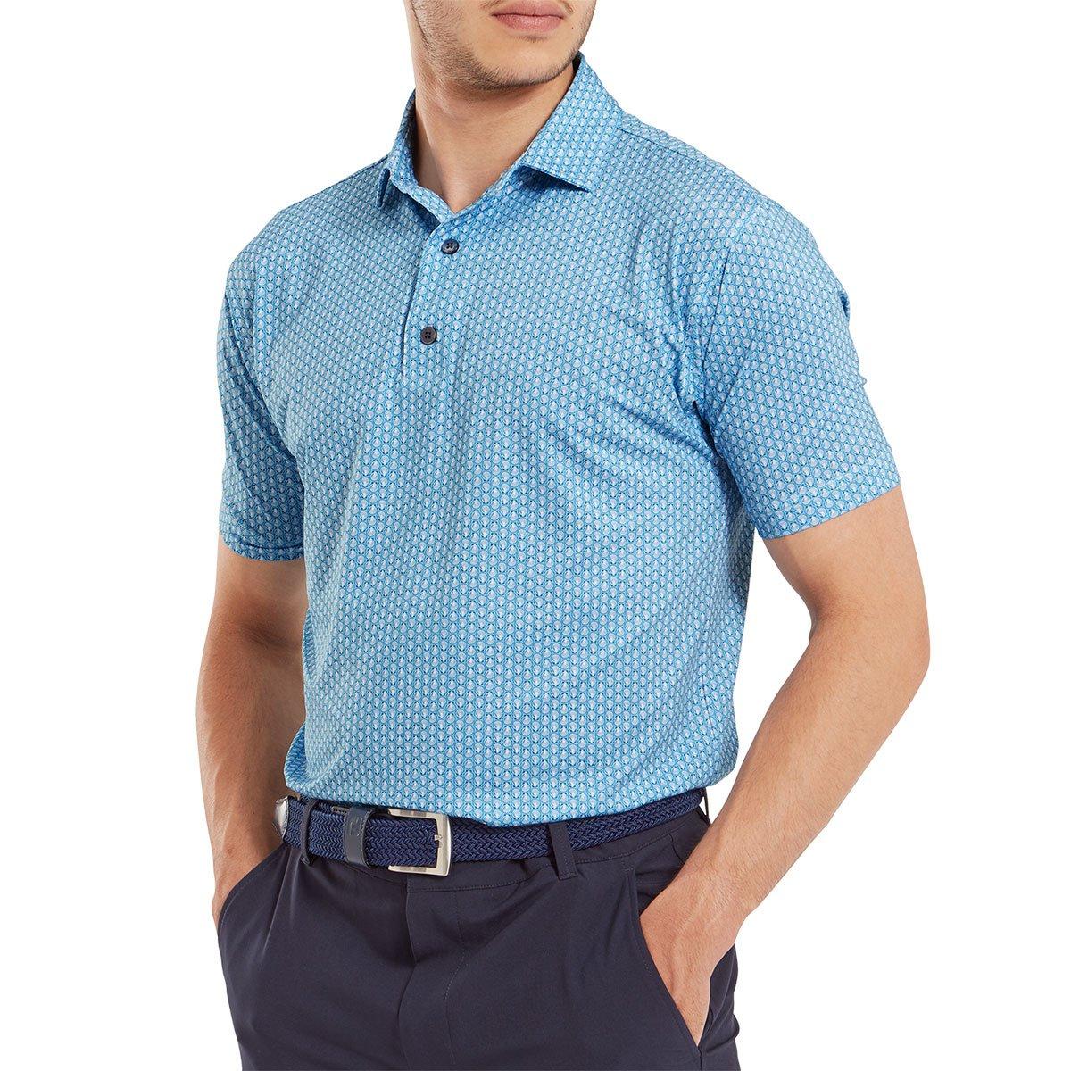 FootJoy Men's Scallop Shell Foulard Lisle Golf Polo Shirt