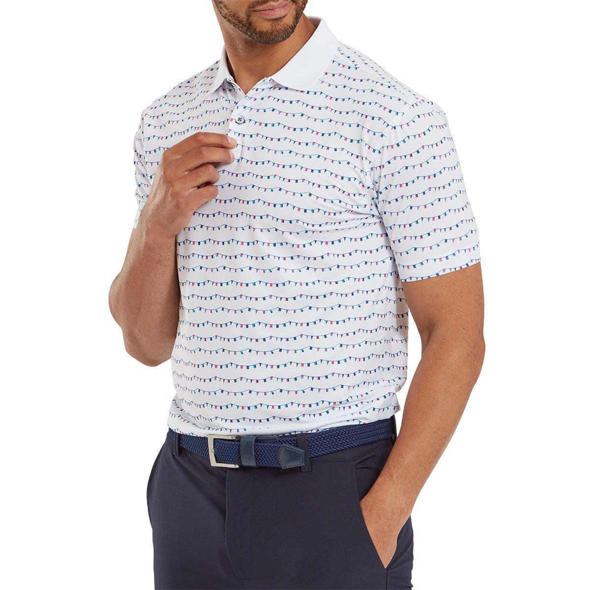 Footjoy Mens Golf Course Doodle Pique Golf Polo Shirt American Golf