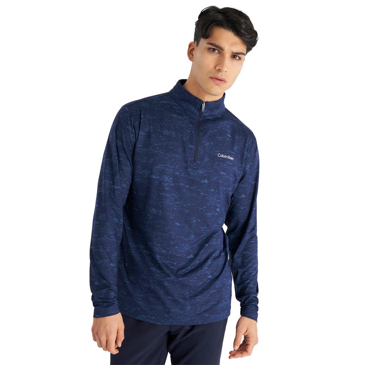 Calvin Klein Men's Newport Print Half Zip Golf Mid Layer