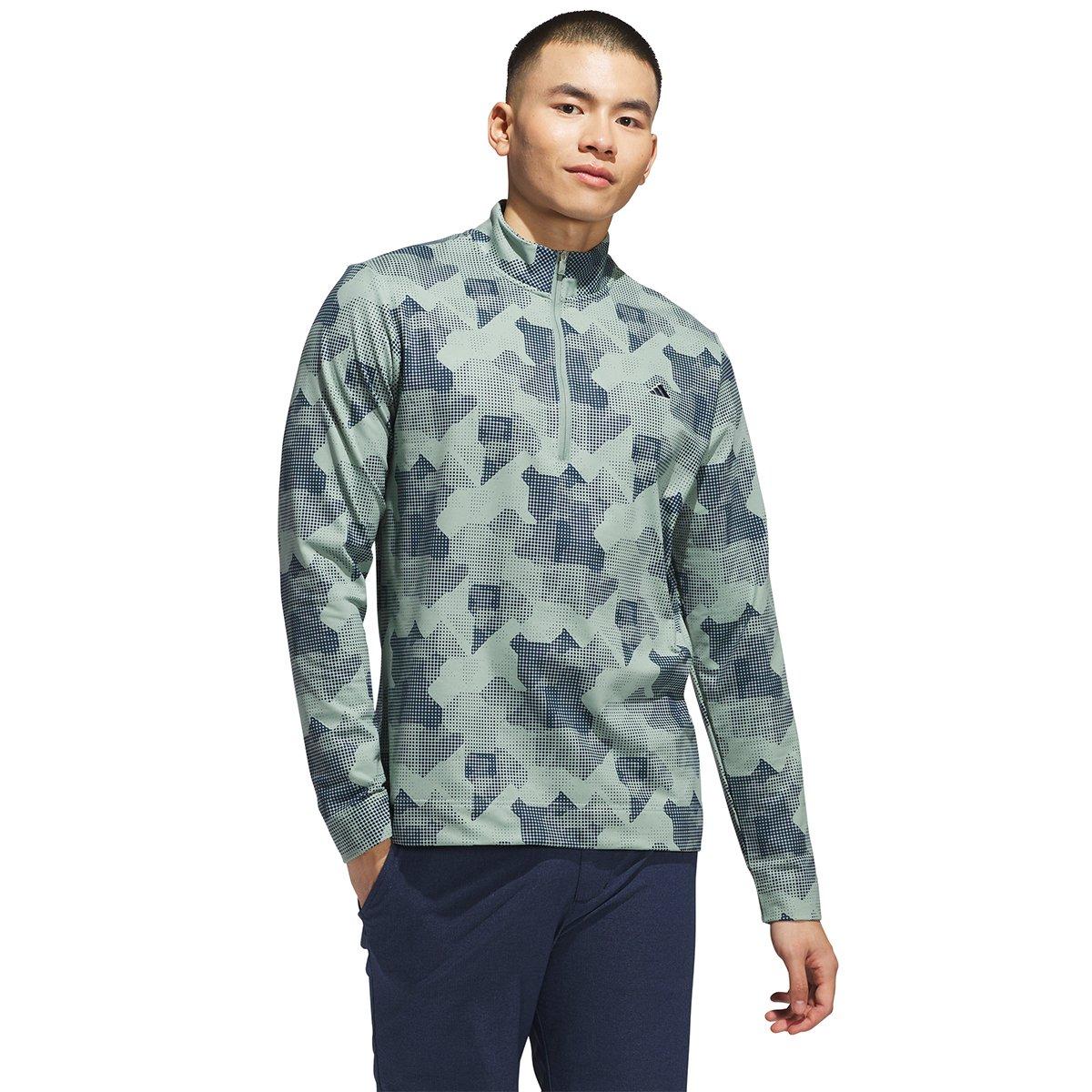 adidas Golf Men's Go-To Print Quarter Zip Golf Mid Layer