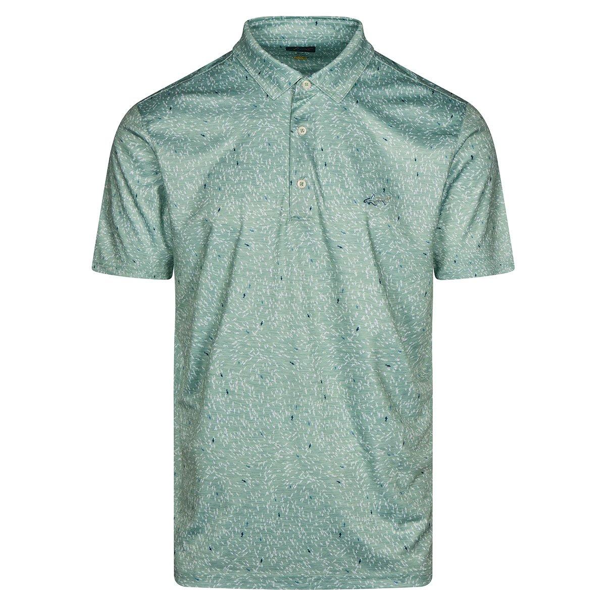 Greg Norman Men's Shark Frenzy Print Golf Polo Shirt