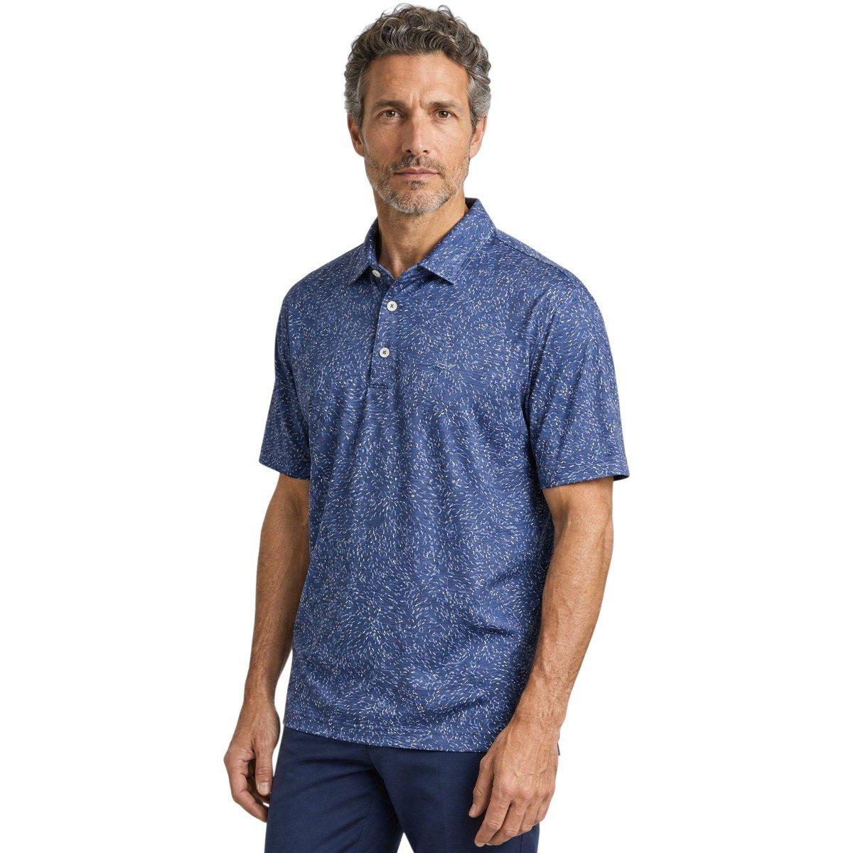 Greg Norman Men's Shark Frenzy Print Golf Polo Shirt