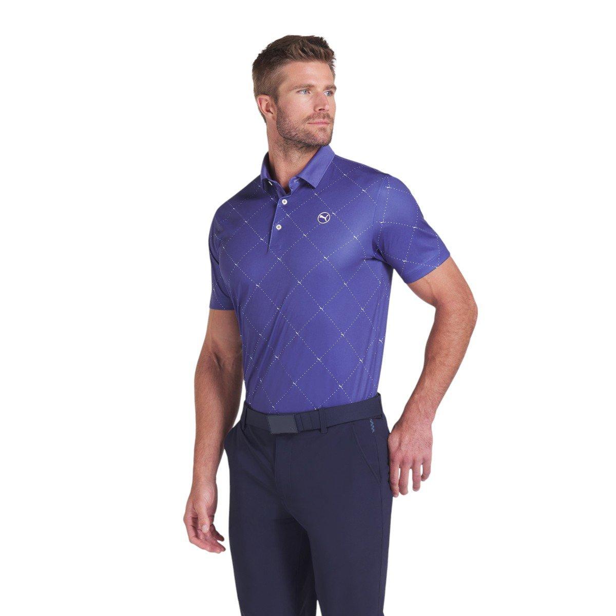 PUMA Men's Pure 2.0 Argyle Print Golf Polo Shirt