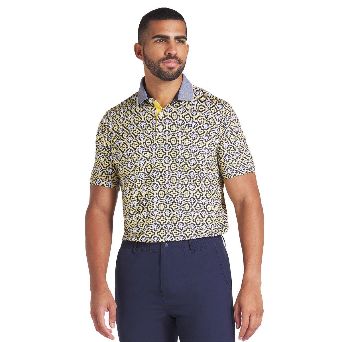 PUMA Men's X Palm Tree Crew Tile Print Golf Polo Shirt