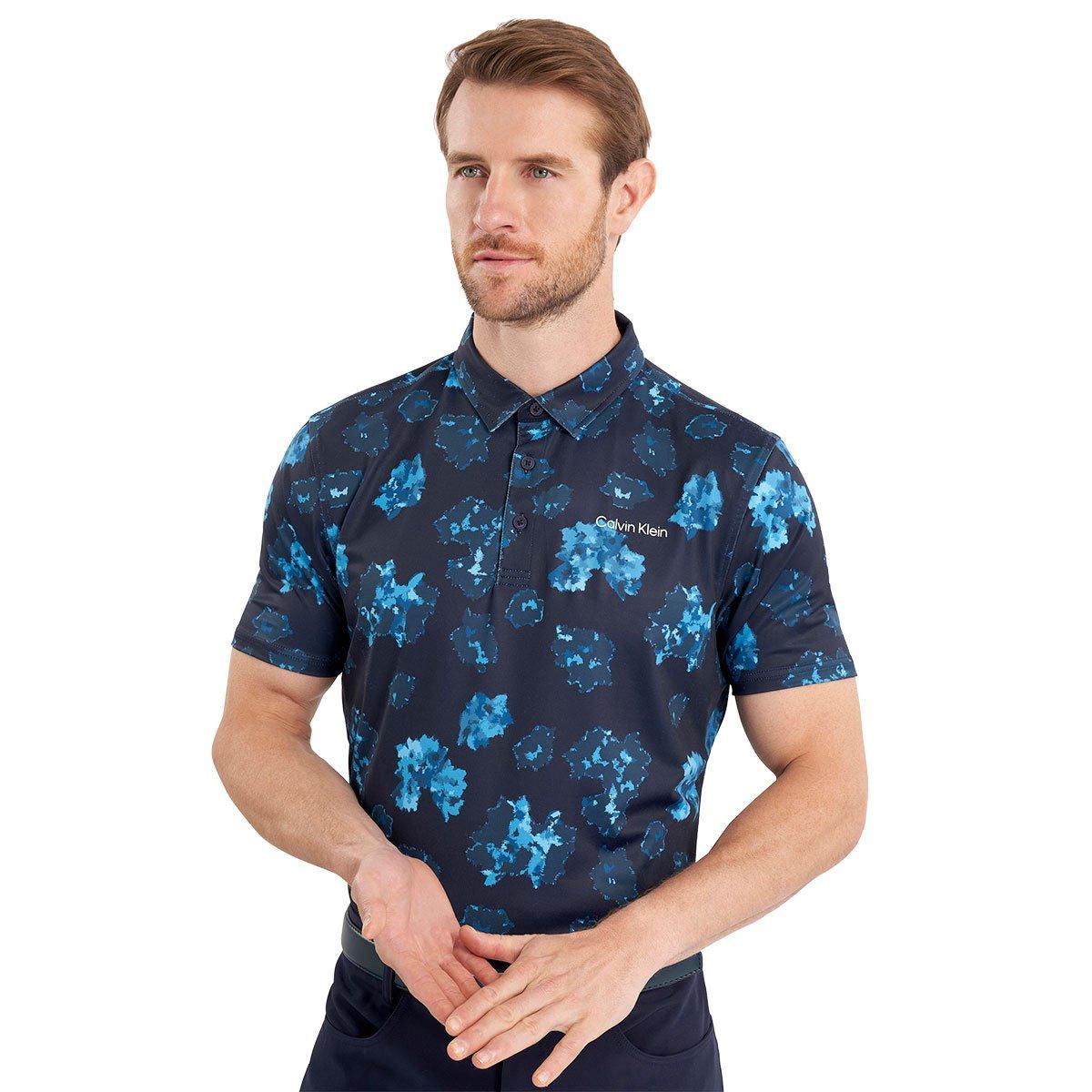 Calvin Klein Mens Cyber Floral Print Golf Polo Shirt American Golf
