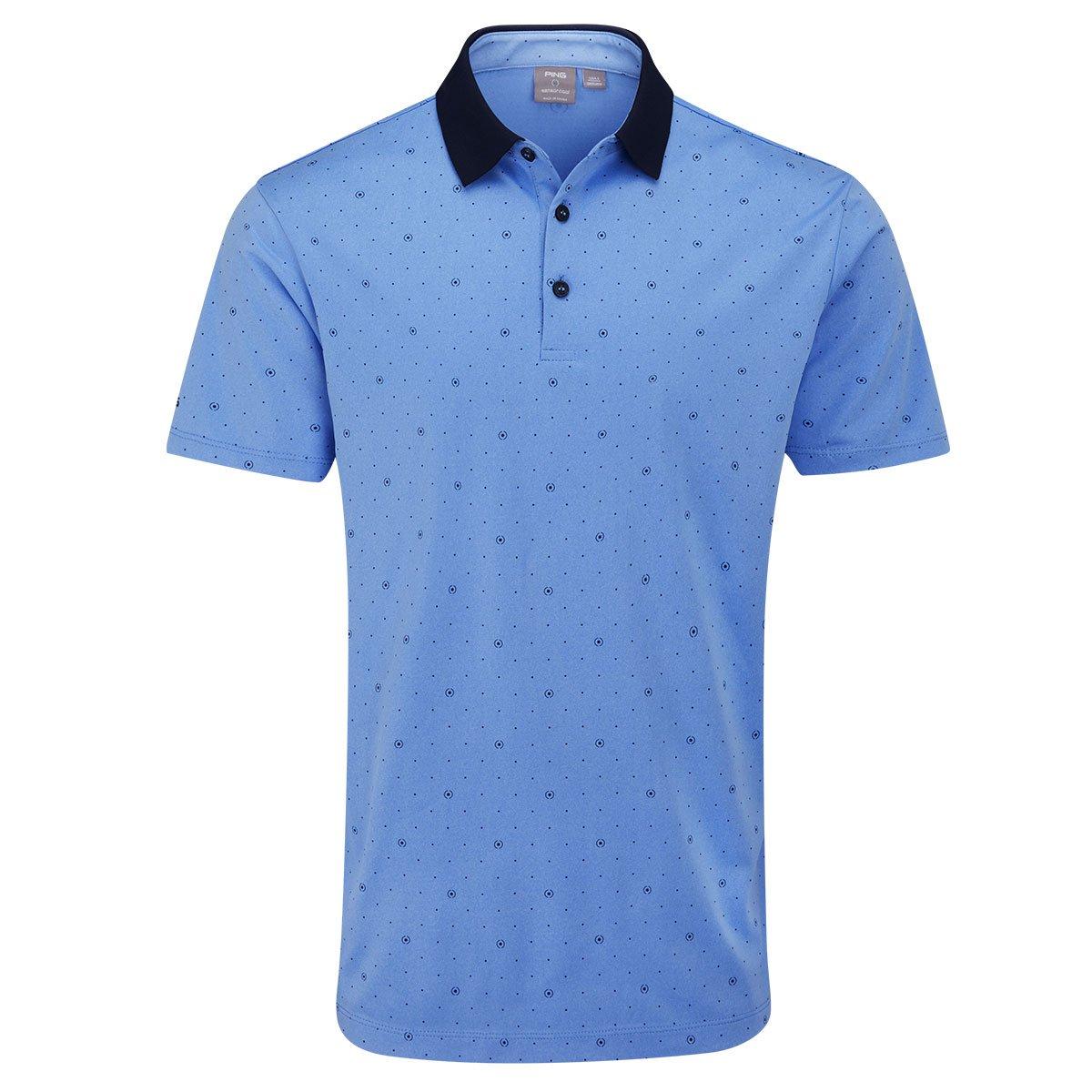 Ping Jared Men's Printed Polo Golf Shirt - Cornflower Blue/Navy