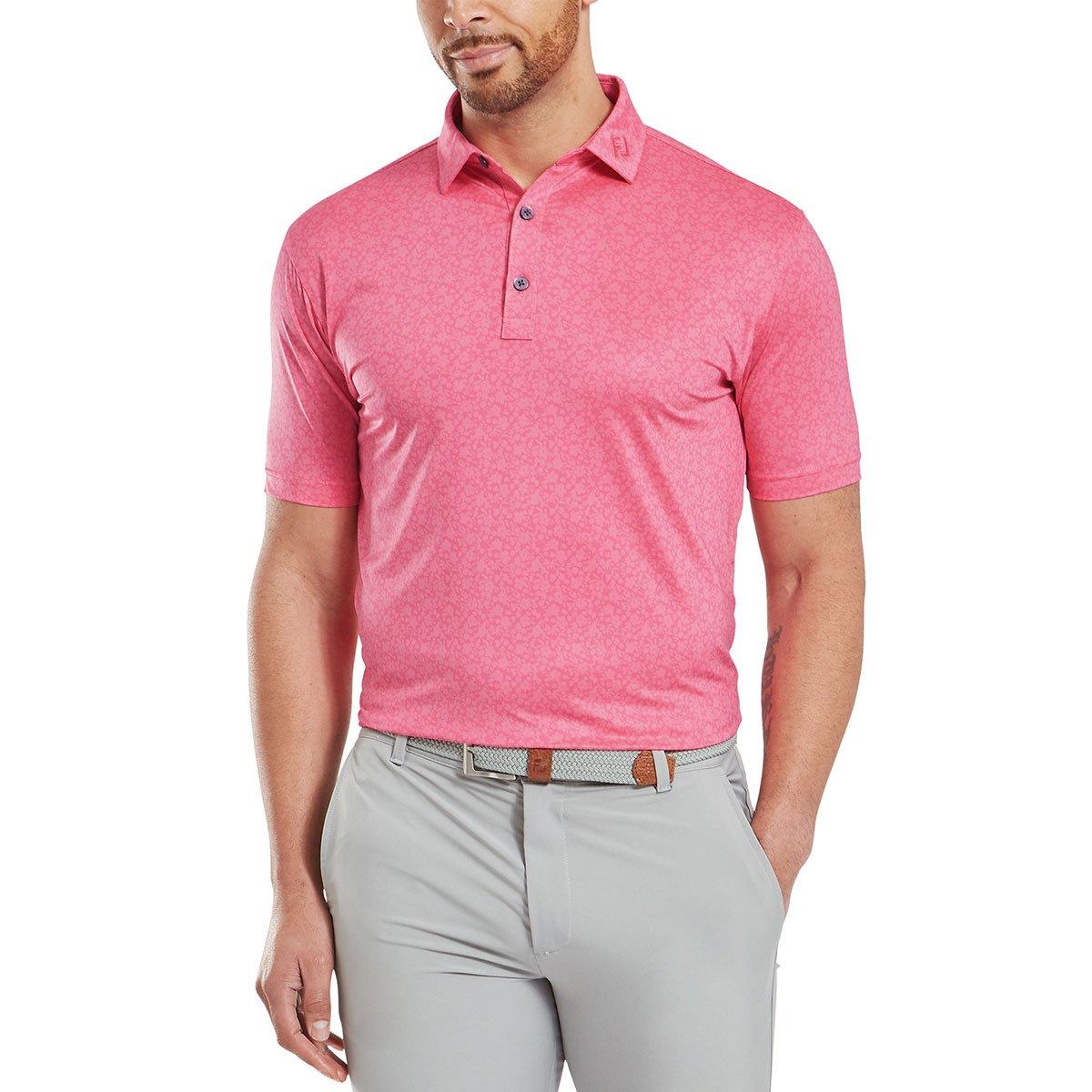 FootJoy Junior Golf Painted Floral Lisle Golf Polo Shirt - Pink Lemonade FootJoy Junior Golf Painted Floral Lisle Golf Polo Shirt - Pink Lemonade