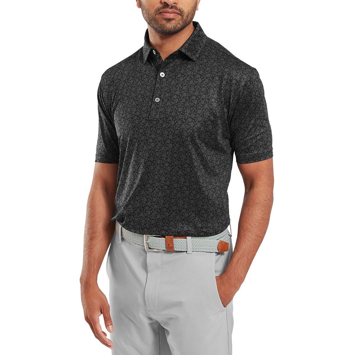 FootJoy Men's Painted Floral Lisle Golf Polo Shirt