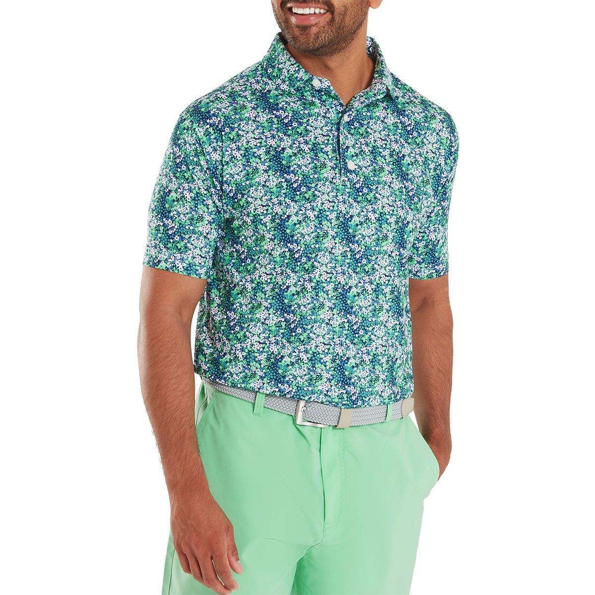 FootJoy Men's Garden Print Lisle Golf Polo Shirt