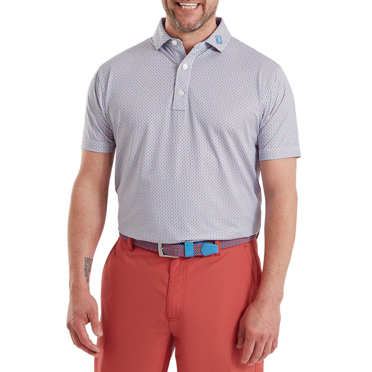 FootJoy Men's Nautical Flag Print Lisle Golf Polo Shirt 