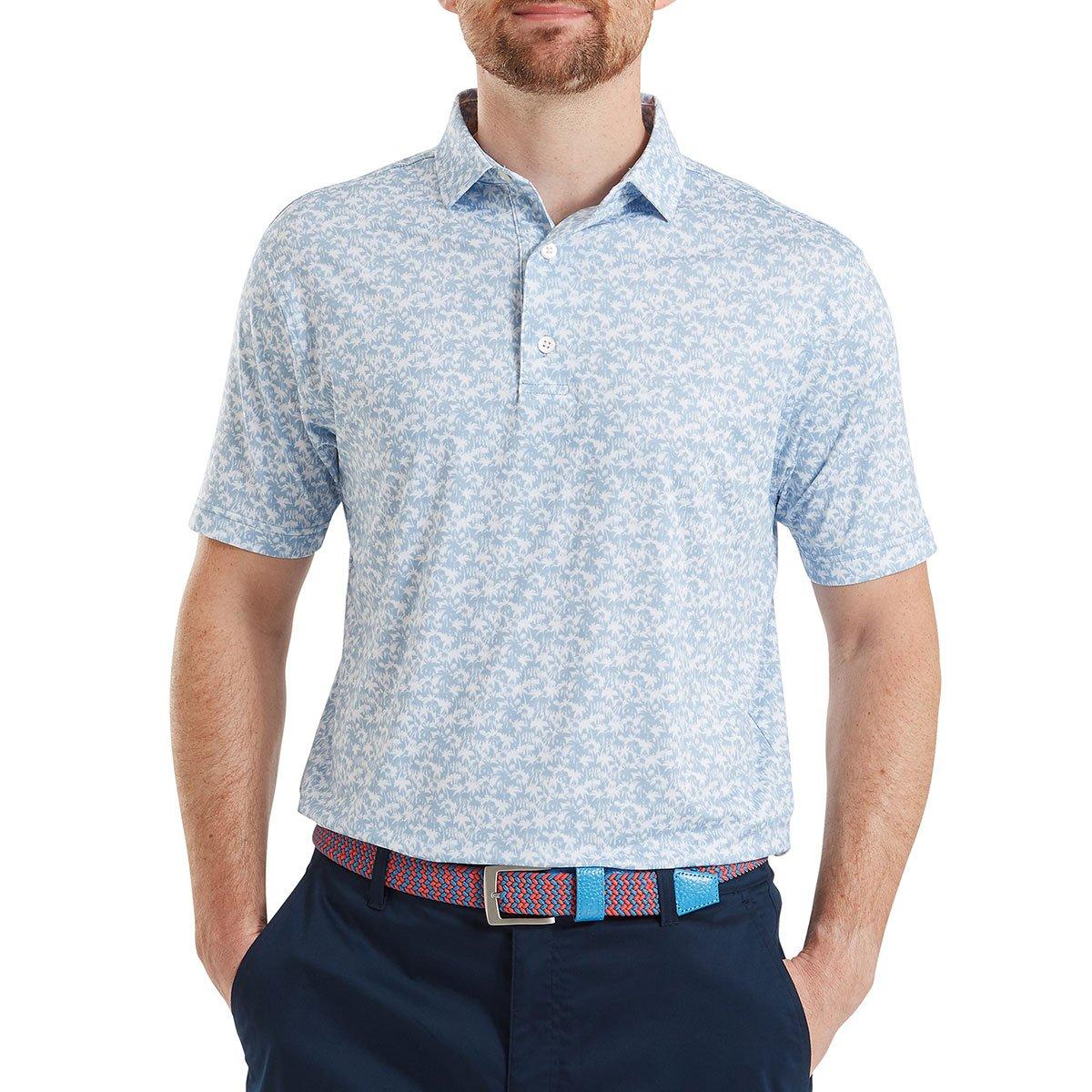 FootJoy Men's Hidden Palm Print Lisle Golf Polo Shirt