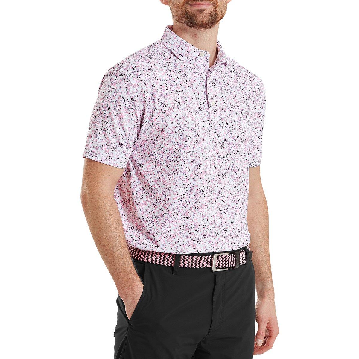 FootJoy Watercolour Floral Print Pique Polo Shirt