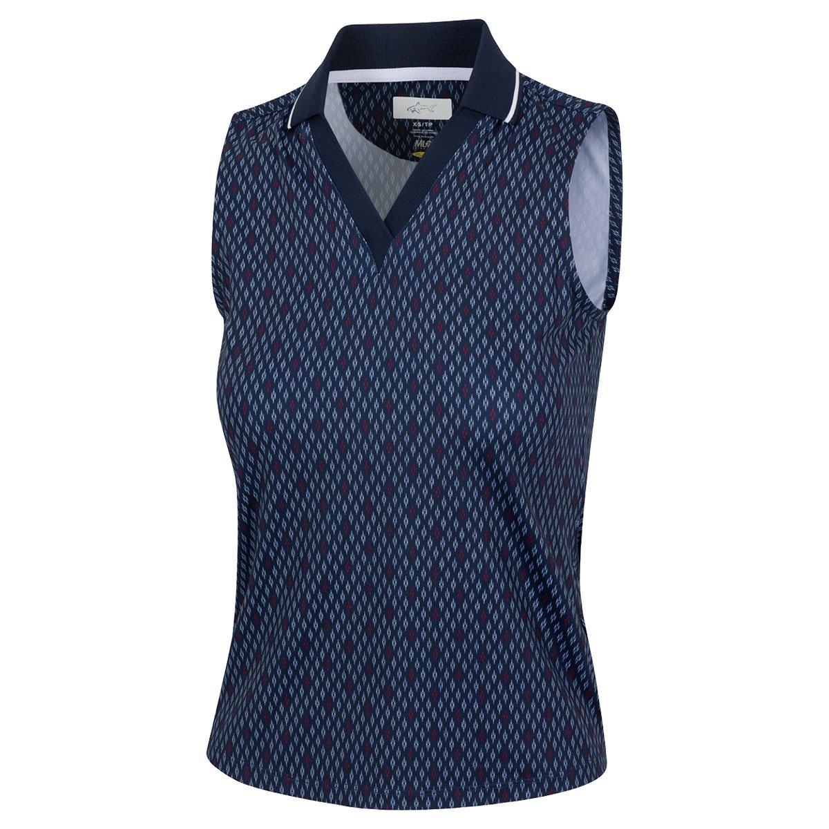 Greg Norman Ladies Greg Norman Liberty Diamond Sleeveless Polo Shirt