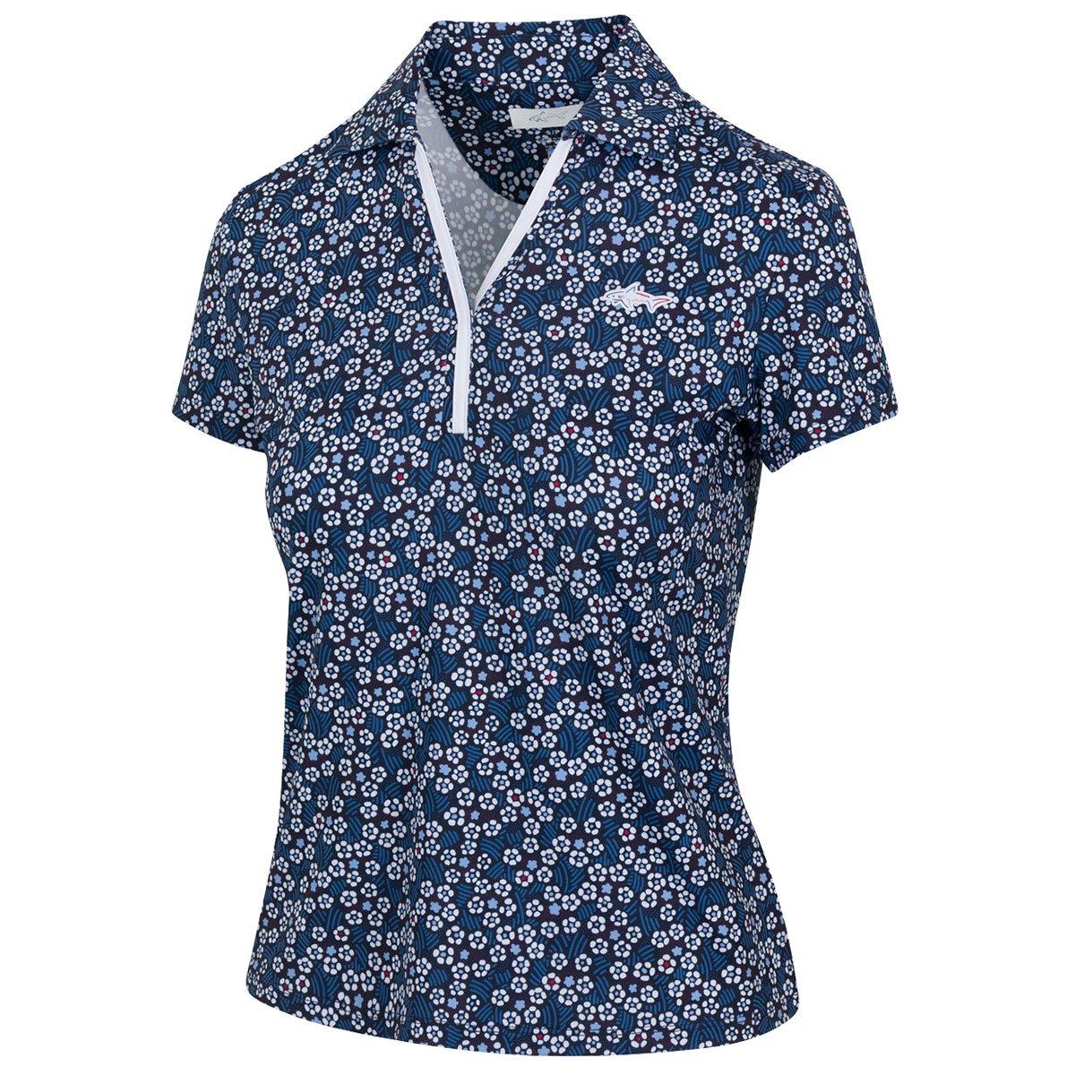 Greg Norman Ladies Greg Norman RED White Bloom Polo Shirt