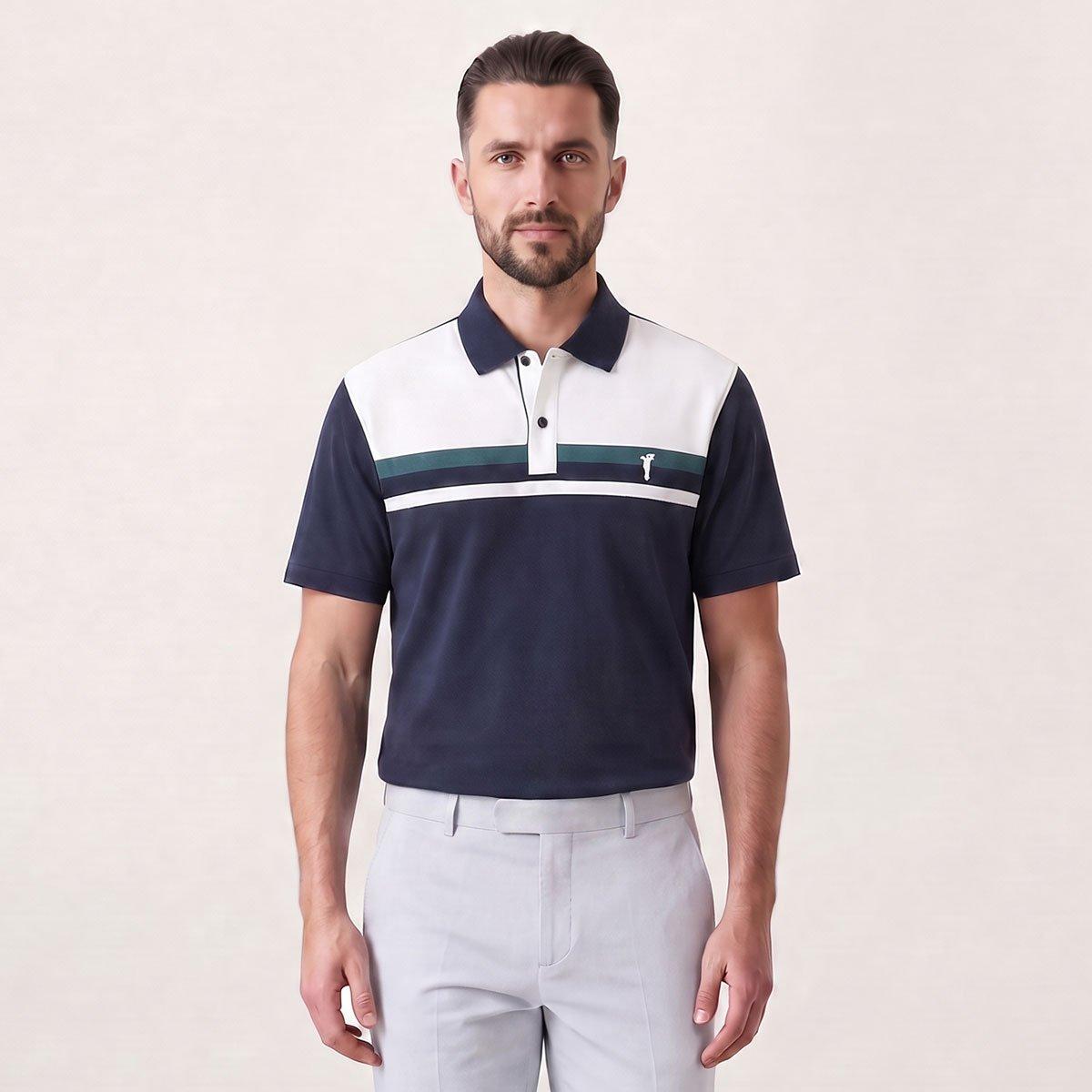 GOLFINO Men's Tecina Colour Block Golf Polo Shirt
