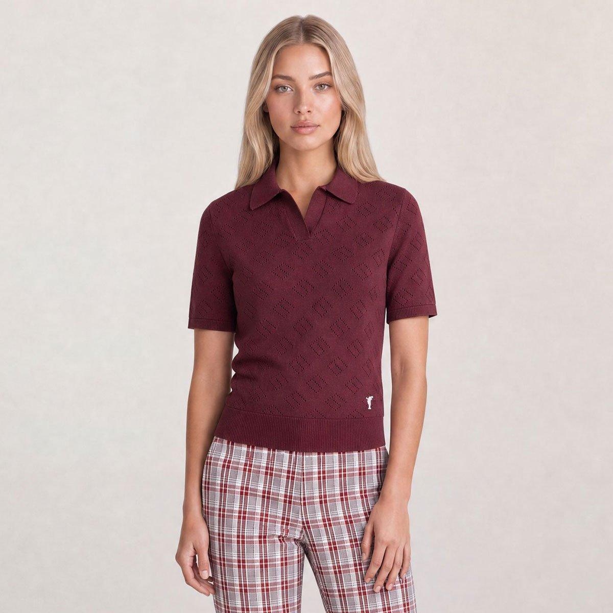 GOLFINO Ladies Agnese Short Sleeve Knitted Golf Polo Shirt