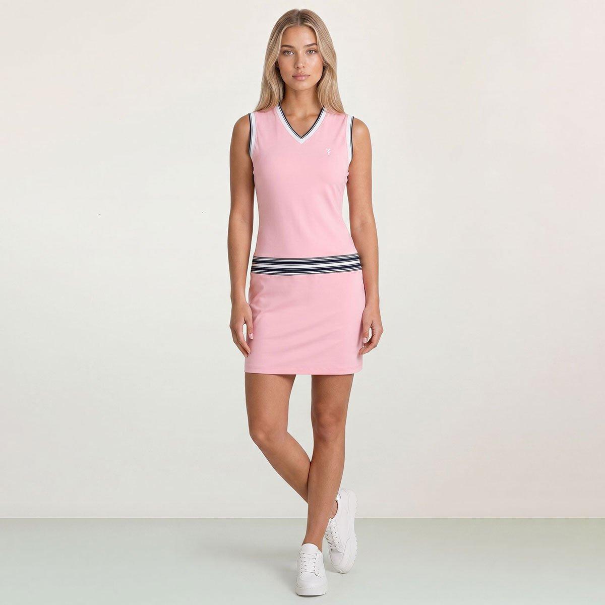 womens pink golf dress Women's Tennis Dress with Built-in Shorts Scalloped Pink Golf Dress Ra   Attraco