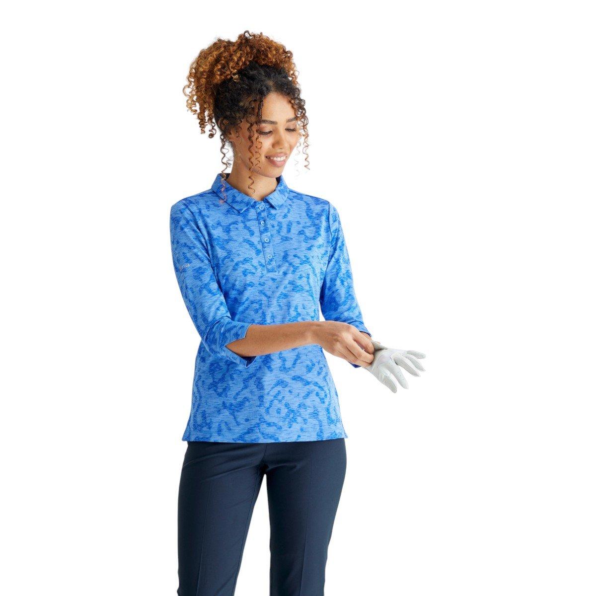 Lunette Ladies 3/4 Sleeve Jacquard Golf Polo Shirt