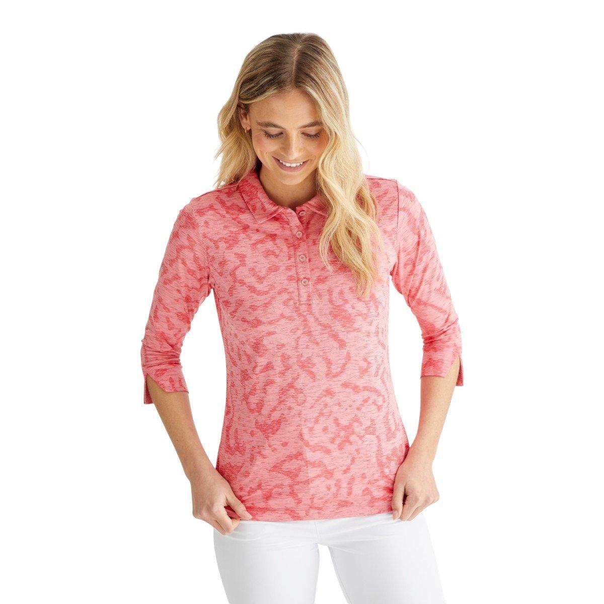 Lunette Ladies 3/4 Sleeve Jacquard Golf Polo Shirt