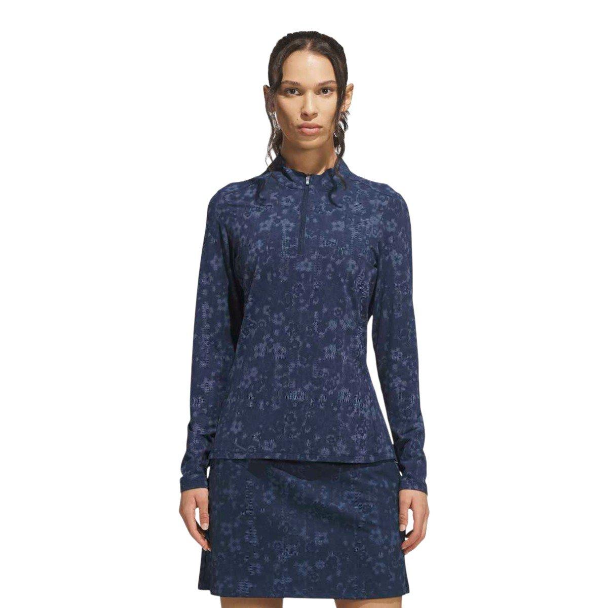 adidas Ladies Ultimate365 Cool Feeling Printed Quarter Zip Mock Neck Mid Layer