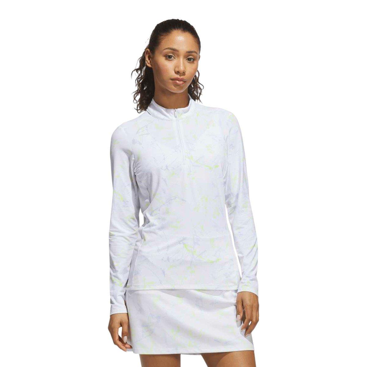 adidas Ladies Ultimate365 Cool Feeling Printed Quarter Zip Mock Neck Mid Layer