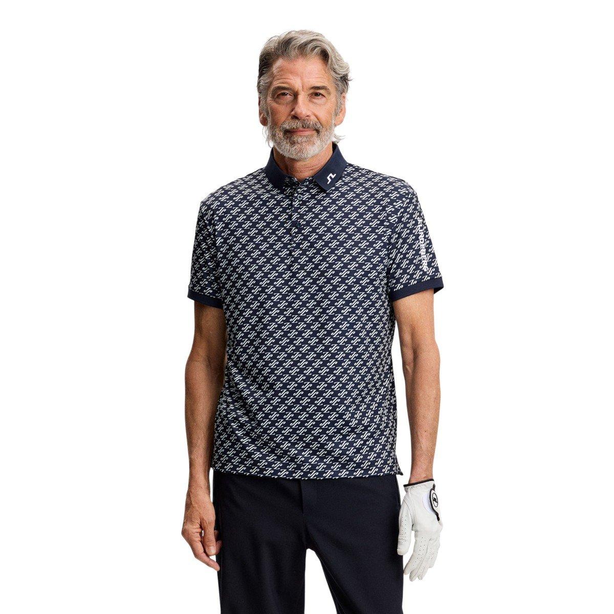 J.Lindeberg Men's Tour Tech Bunker Print Golf Polo Shirt